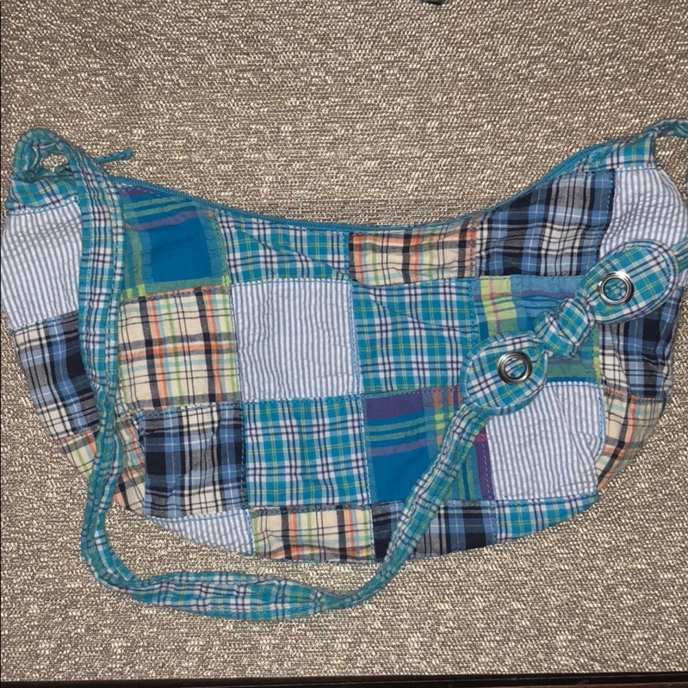 Blue quilt pattern shoulder bag